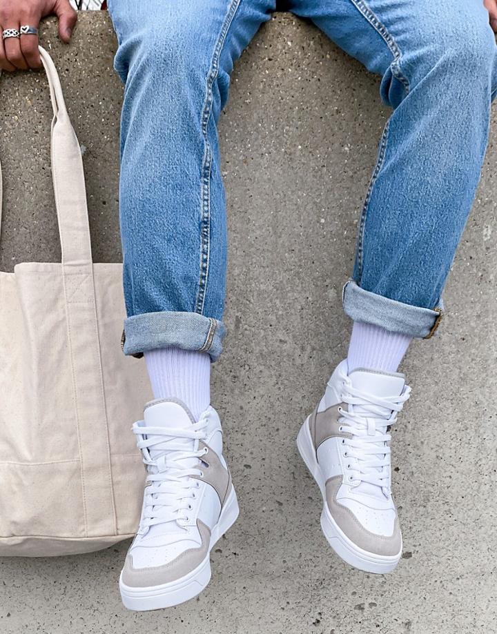 Truffle Collection High-top Lace-up Sneakers In White