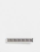 Asos Design Wedding Tie Bar With Chevron Emboss In Silver Tone