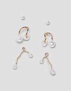 Asos Design Pack Of 3 Earrings With Faux Freshwater Pearls In Gold - Gold