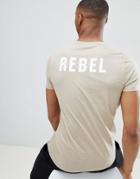 Asos Design T-shirt With Rebel Back Print - Beige