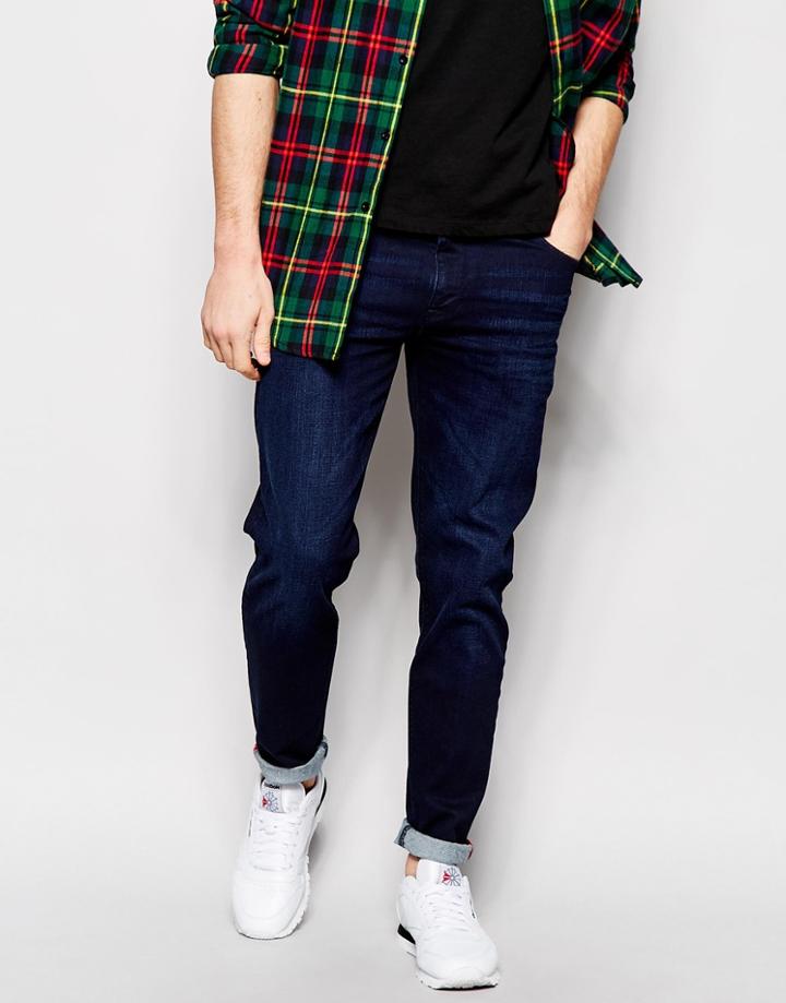 Asos Skinny Jeans With Indigo Coating - Blue
