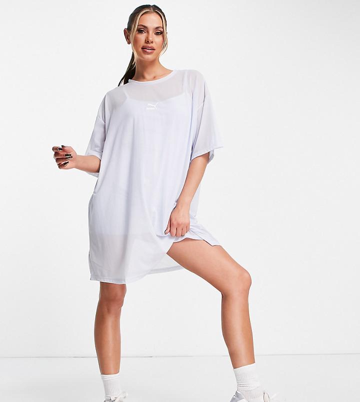 Puma Organza Mesh T-shirt Dress In Pale Blue - Exclusive To Asos