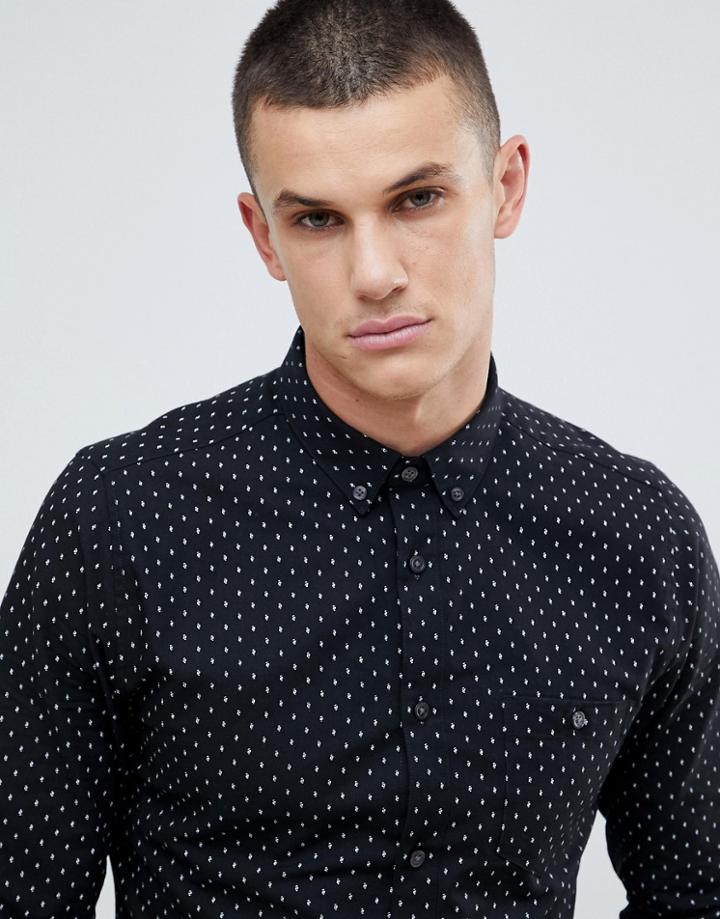 Burton Menswear Oxford Shirt In Black Micro Check - Black