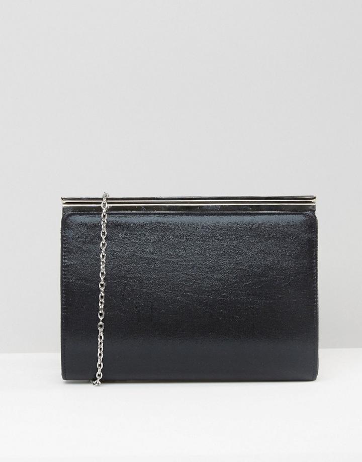 Lotus Shimmer Box Clutch Bag - Black