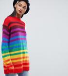 Asos Design Tall Sweater In Bright Stripe - Multi