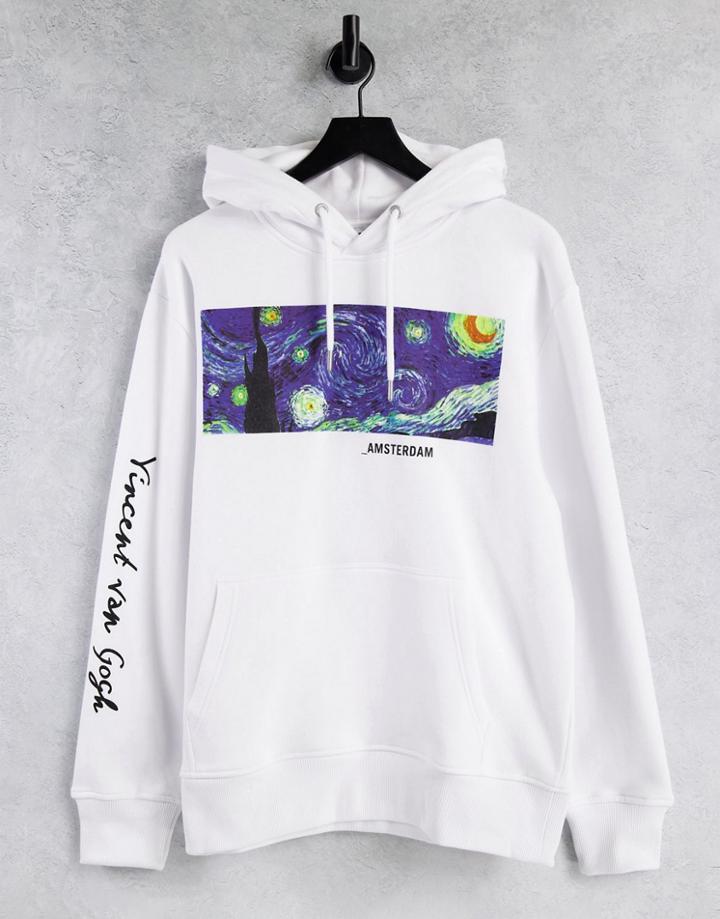 Topman Vincent Van Gogh Print Hoodie In White