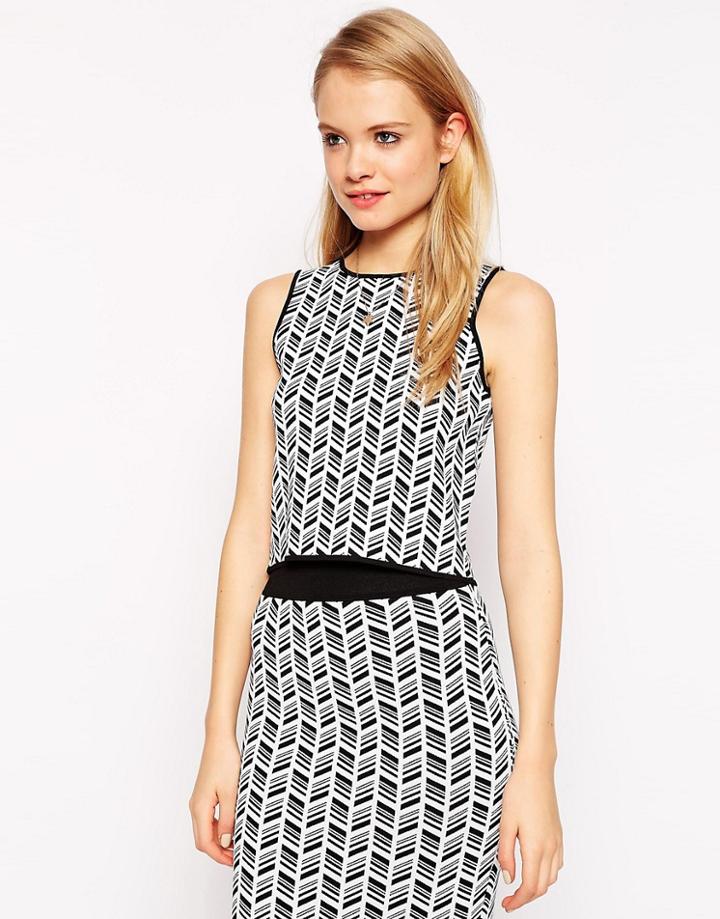 Asos Co-ord Structured Knit Sleeveless Top In Mono Pattern - Multi