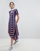 Asos Design Stripe Rugby Dress With Asymmetric Hem - Multi