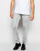 Asos Super Skinny Jeans In Spray Coated Light Gray - Light Gray