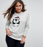 Brave Soul Plus Holidays Penguin Sweater - Gray