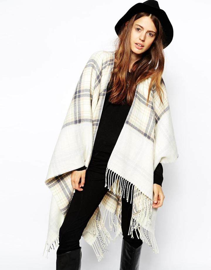 Asos Reversible Cape With Check Panel