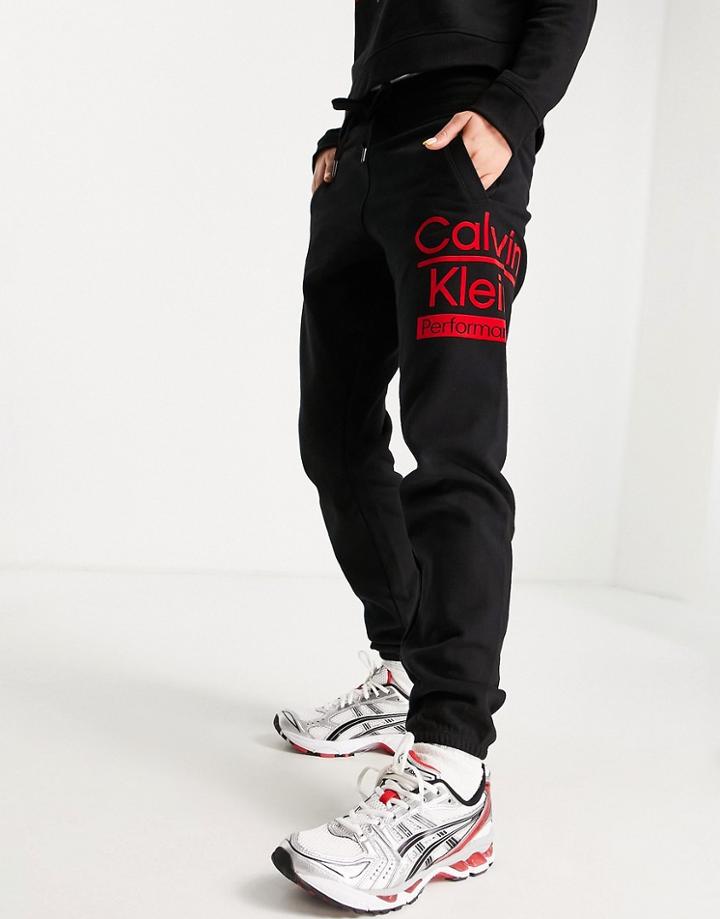 Calvin Klein Performance Logo Leg Sweatpants In Black