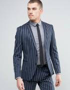 Selected Homme Skinny Stripe Suit Jacket - Navy