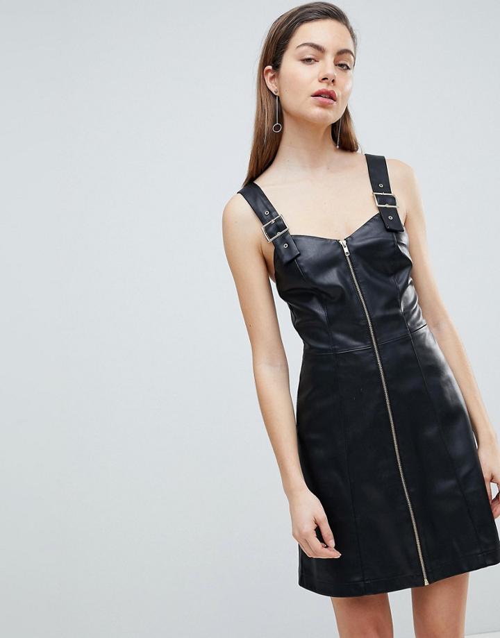 Ivyrevel Faux Leather Dress With Buckle Detail-black