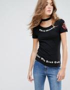 Cheap Monday High Neck Rose Print Top - Black
