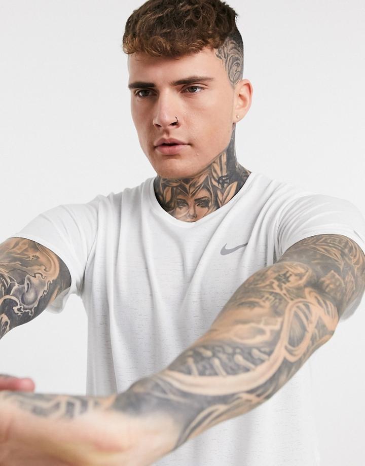 Nike Running Dri-fit Miler T-shirt In White