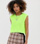 Collusion Knitted Cropped Neon Tank - Pink
