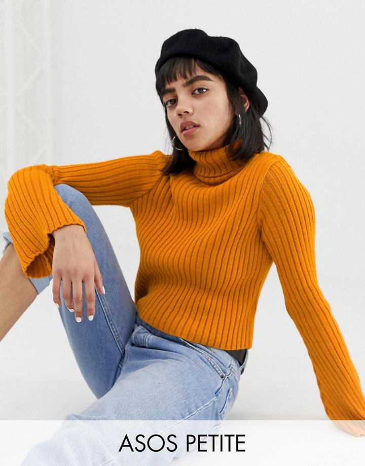 Asos Design Petite Rib Roll Neck Sweater - Red