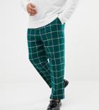 Asos Design Plus Tapered Smart Pants In Green Check - Green