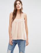 Vila Crochet Detail Cami Top - Blush