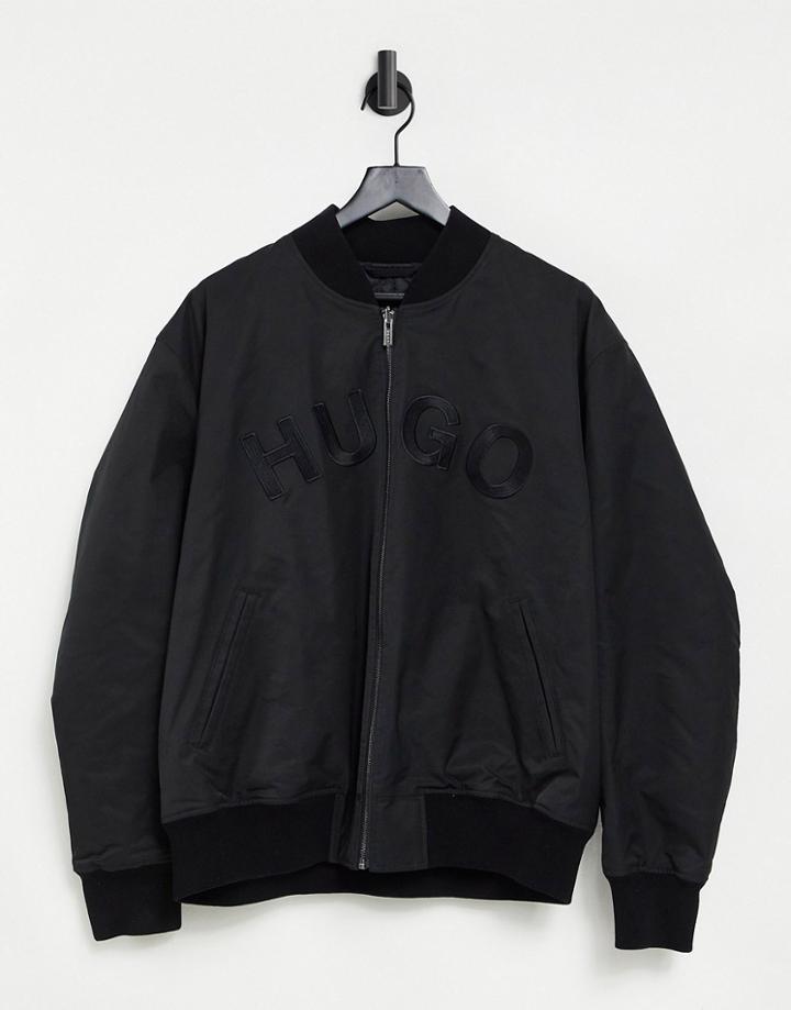 Hugo Large Logo Bomber Jacket In Black