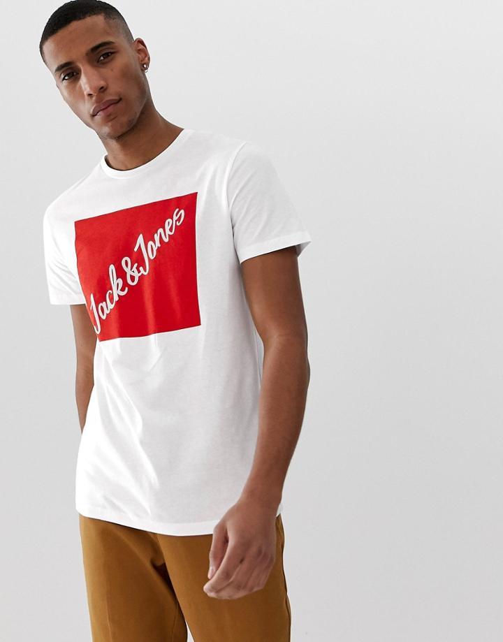 Jack And Jones Originals Box Logo T-shirt - White