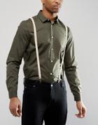 Asos Nude Leather Suspenders In Gift Box - Beige