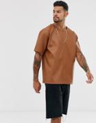 Another Influence Pu Faux Leather T-shirt - Brown