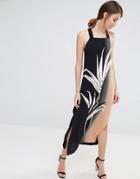 Warehouse Palm Print Pinafore Dress - Multi