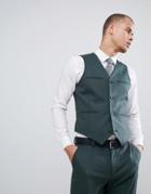 Asos Design Slim Suit Vest In Forest Green - Green