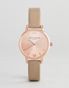 Olivia Burton Ob16md88 Sunray Leather Watch In Sand - Pink