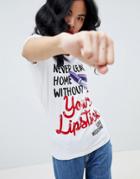 Love Moschino Lipstick Print T-shirt - White