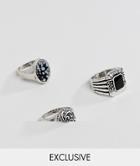 Reclaimed Vintage Inspired Chunky Ring Pack In Silver Exclusive At Asos - Silver