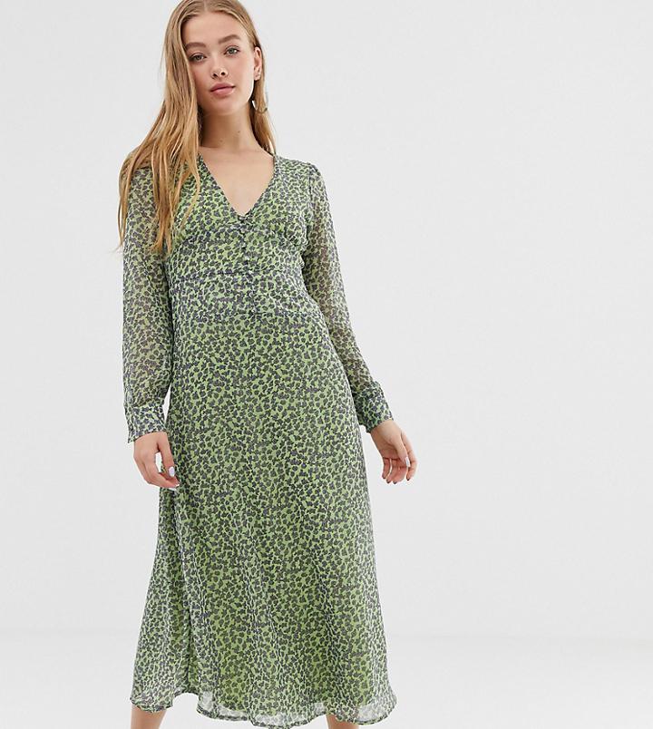 Daisy Street Midi Tea Dress In Vintage Floral - Green
