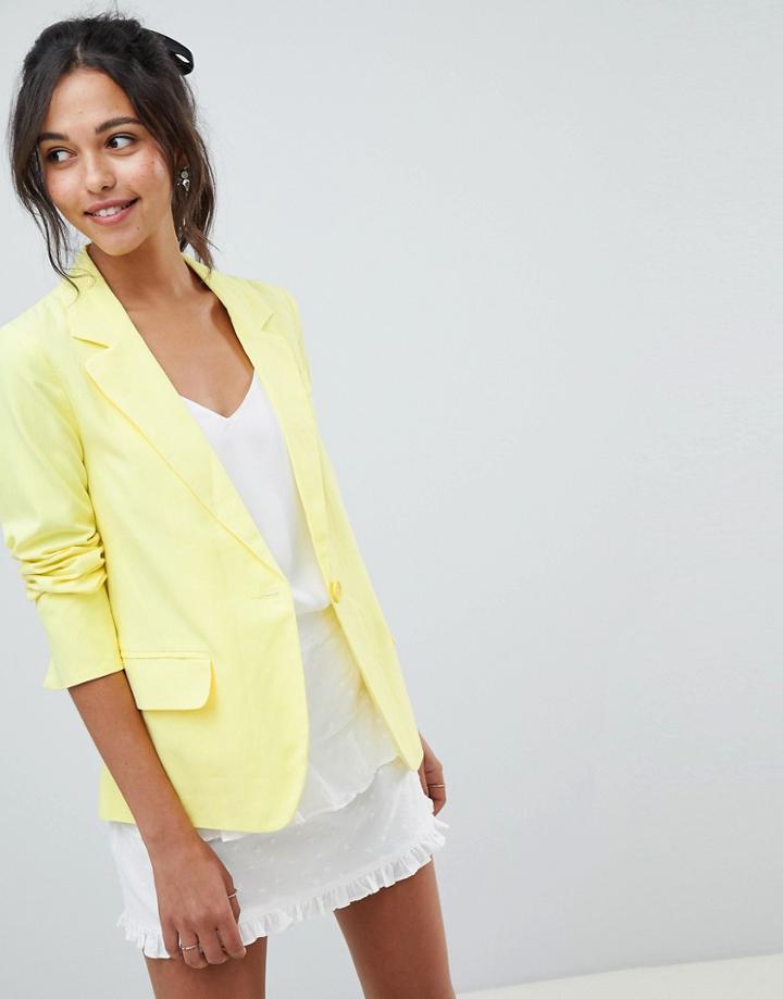 Oasis Tailored Suit Jacket In Yellow - Yellow