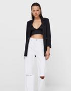 Stradivarius Double Breasted Blazer In Black