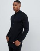 Asos Design Muscle Viscose Shirt In Black - Black