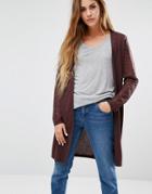 Jdy Long Cardigan With Lace Sleeves - Brown