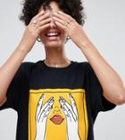 Reclaimed Vintage Inspired T-shirt With Graphic Hand And Lips Print - Black