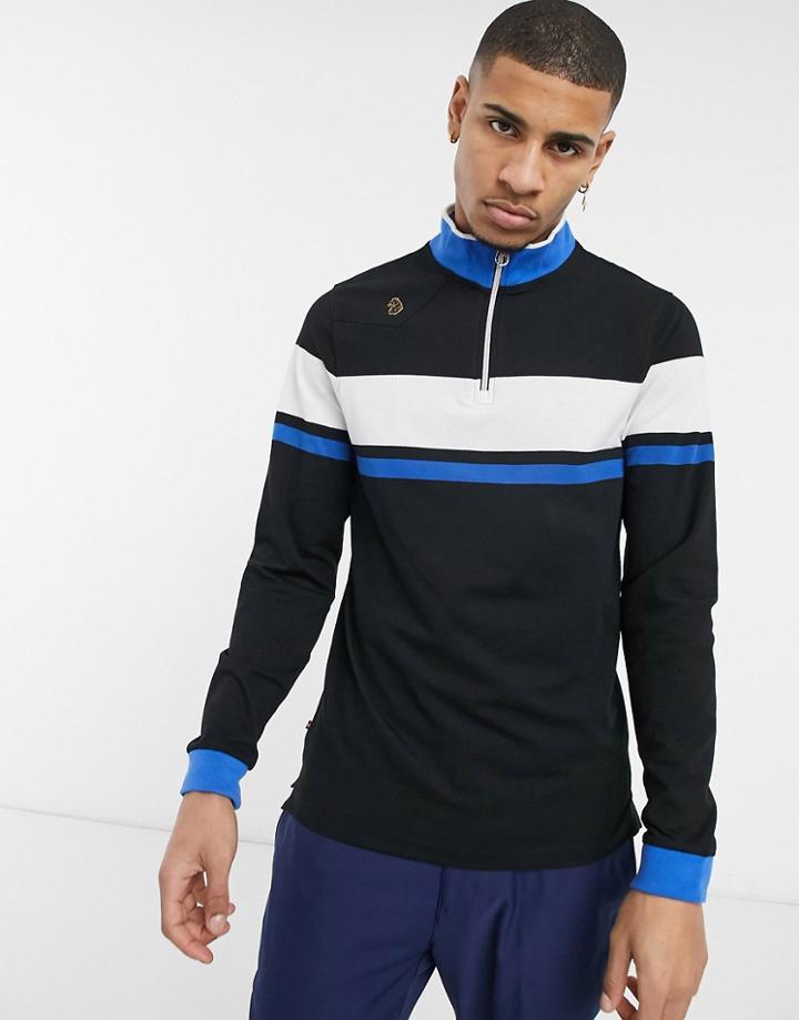 Luke Aspall Striped Pullover Funnel Sweatshirt-black
