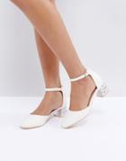 Lost Ink Avina White Jewelled Mid Heeled Shoes - White