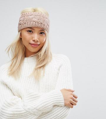 Stitch & Pieces Knitted Cable Headband In Pink - Pink