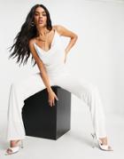 Aria Cove Cowl Neck Wide Leg Jumpsuit In White