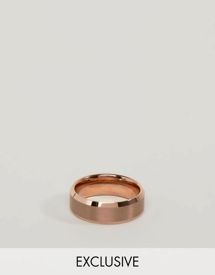 Reclaimed Vintage Brushed Band Ring In Rose Gold - Gold