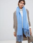 Oasis Knitted Scarf With Tassels In Blue - Blue