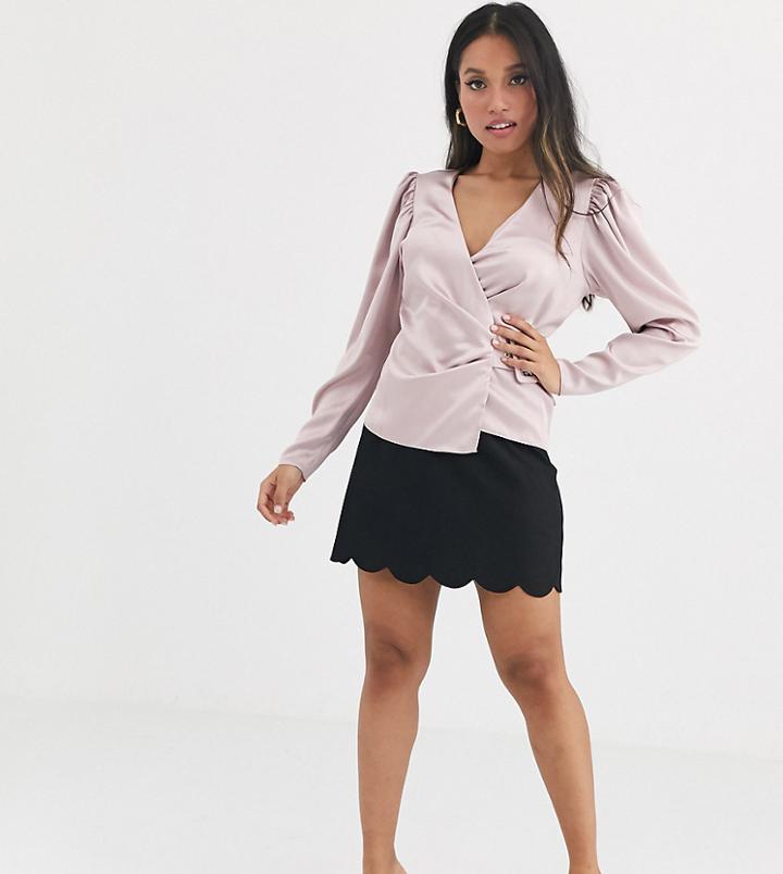 Asos Design Petite Tailored A-line Mini Skirt With Scallop Hem