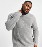 Threadbare Plus Oversized Heavy Fisherman Knit Sweater In Light Gray