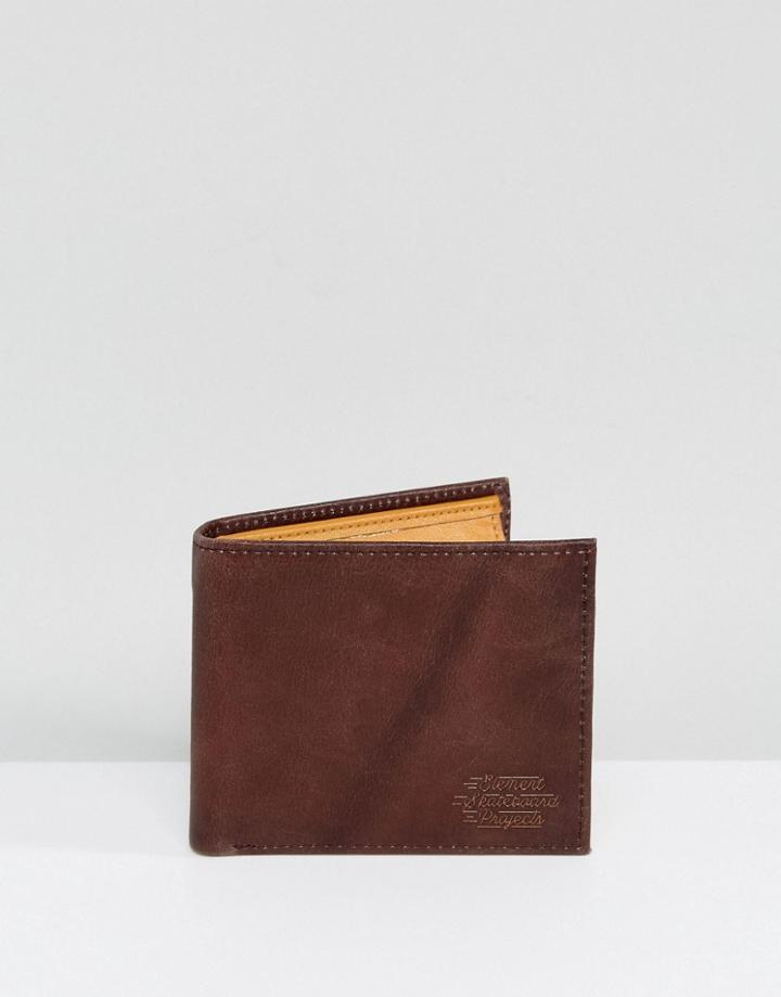 Element Dogma Embossed Logo Leather Wallet In Brown With Coin Pocket - Brown