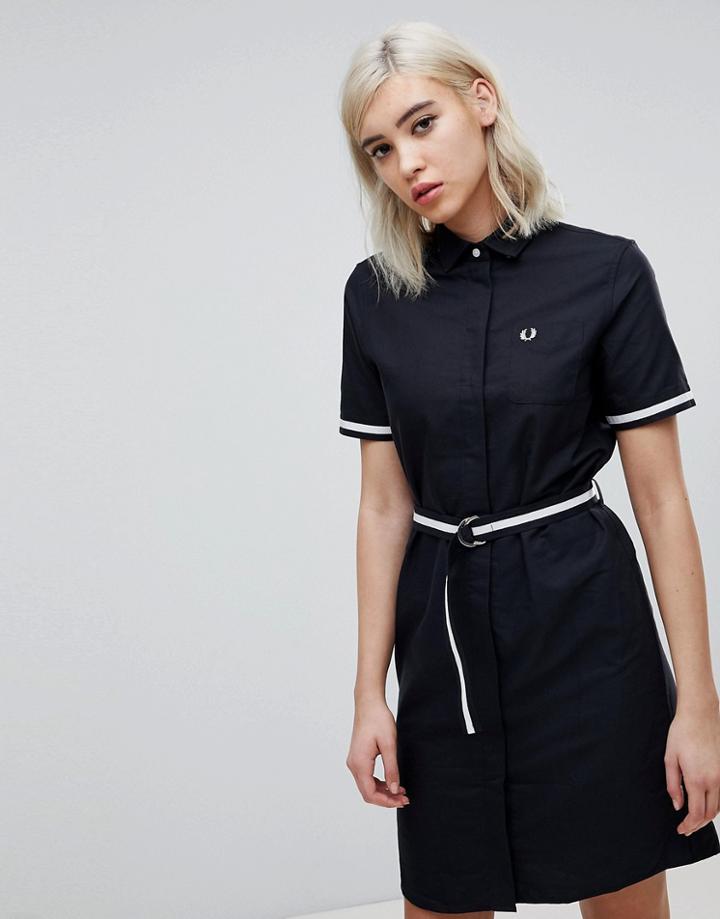 Fred Perry Belted Shirt Dress - Black
