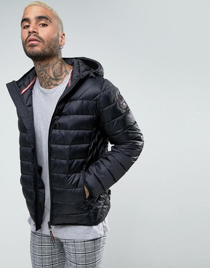 Napapijri Aerons Quilted Hooded Jacket In Black - Black